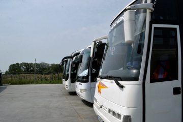 Autocare albe parcate, vedere din față și lateral